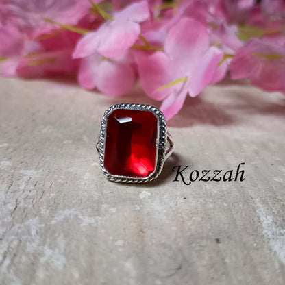 Red Garnet Ring, Handmade Ring, 925 Silver Ring, Statement Ring, Natural Garnet, Designer Ring, Gemstone Ring, Garnet Jewelry, Gift For Love