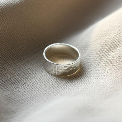 Hammered Sterling Silver Ring | Textured Silver Band, Minimalist Silver Ring | Hand Hammered Band, Everyday Sterling Silver Ring | Gift her