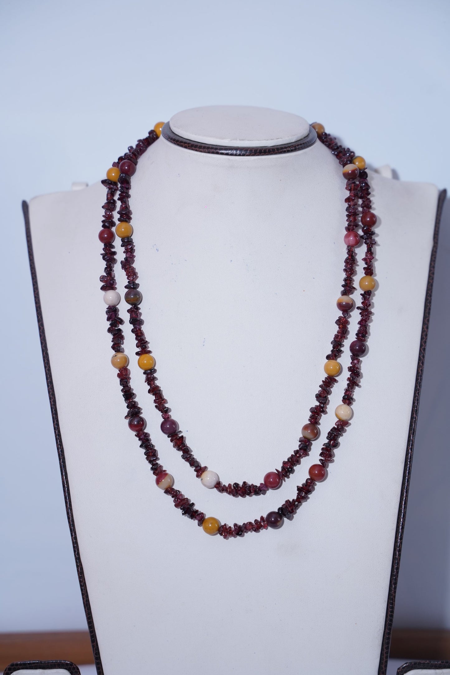 Garnet & Mookaite Necklace – Sterling Silver Boho Pendant