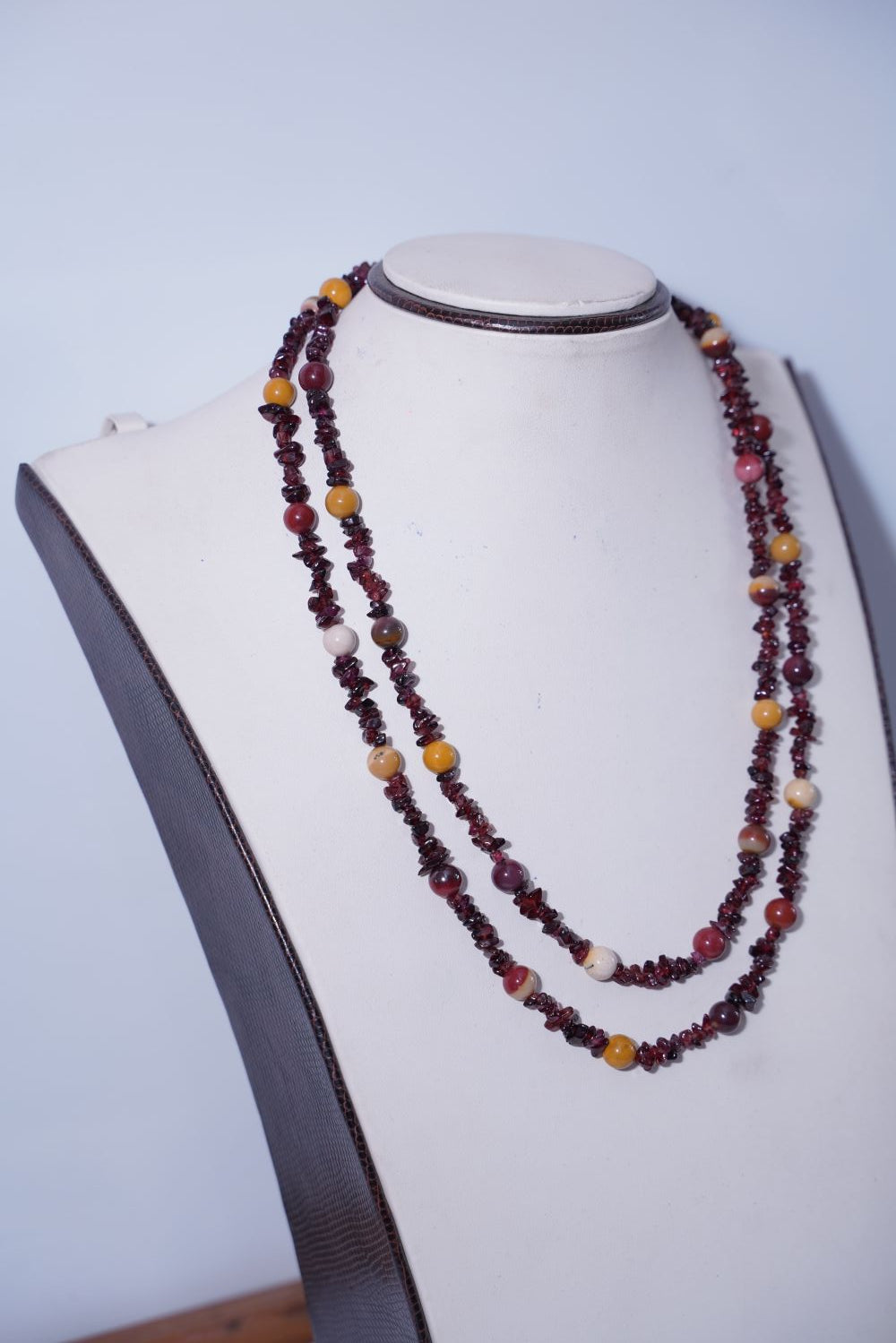 Garnet & Mookaite Necklace – Sterling Silver Boho Pendant