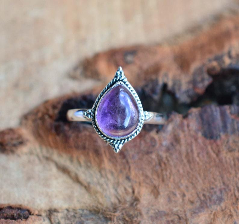 Whimsical Amethyst Gemstone Ring, Dainty Women Ring, 925 Silver Ring, Handmade Ring, Statement Ring, Natural Amethyst, Amethyst Jewelry