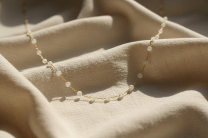 Moonstone Pearl Necklace | Gold-Plated Necklace | Handmade Jewelry | Moonstone Necklace | Gift for Her | Moonstone Jewelry | Christmas Gift