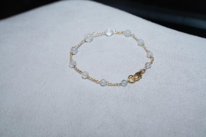 Moonstone Bracelet Gold Plated Sterling Silver | Handmade Gemstone Jewelry | Dainty Chain Bracelet Gift for Women