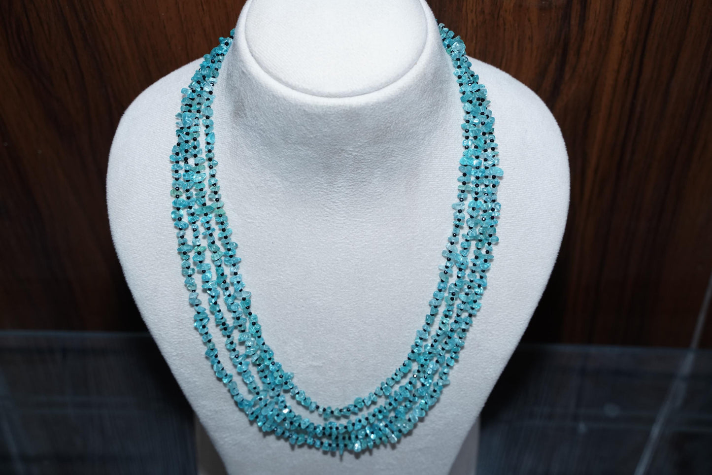 Handmade Apatite & Black Spinel Necklace - Multi-Strand Gemstone Jewelry| Handmade Necklace, Apatite Jewelry, Handmade Jewelry, Gift for her