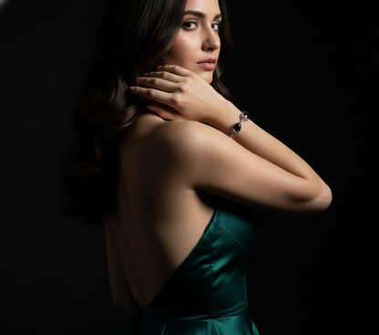 Handmade Amethyst Pear Bracelet Sterling Silver February Birthstone Purple Gemstone Jewelry Gift for Her