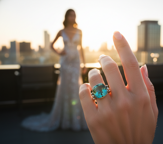 Aquamarine Ring | Sterling Silver Aquamarine Jewelry | Chunky Gemstone Ring | Handmade Gift for Her, Raw Aquamarine Ring, Clear stone ring