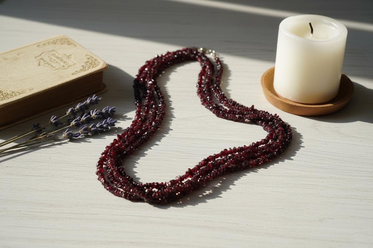 Garnet Necklace, Handmade Garnet Necklace, Uncut Garnet Necklace, Red Garnet Necklace, Gift for her, Bohemian garnet Necklace,Garnet crystal