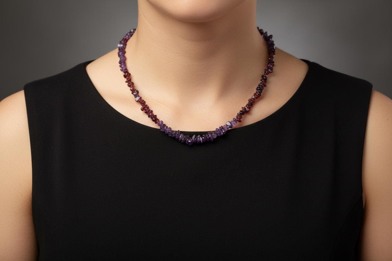 Amethyst necklace, Raw amethyst necklace, Garnet Necklace, Uncut Garnet Necklace Handmade Necklace, Gemstone Necklace, Dainty Necklace, Gift