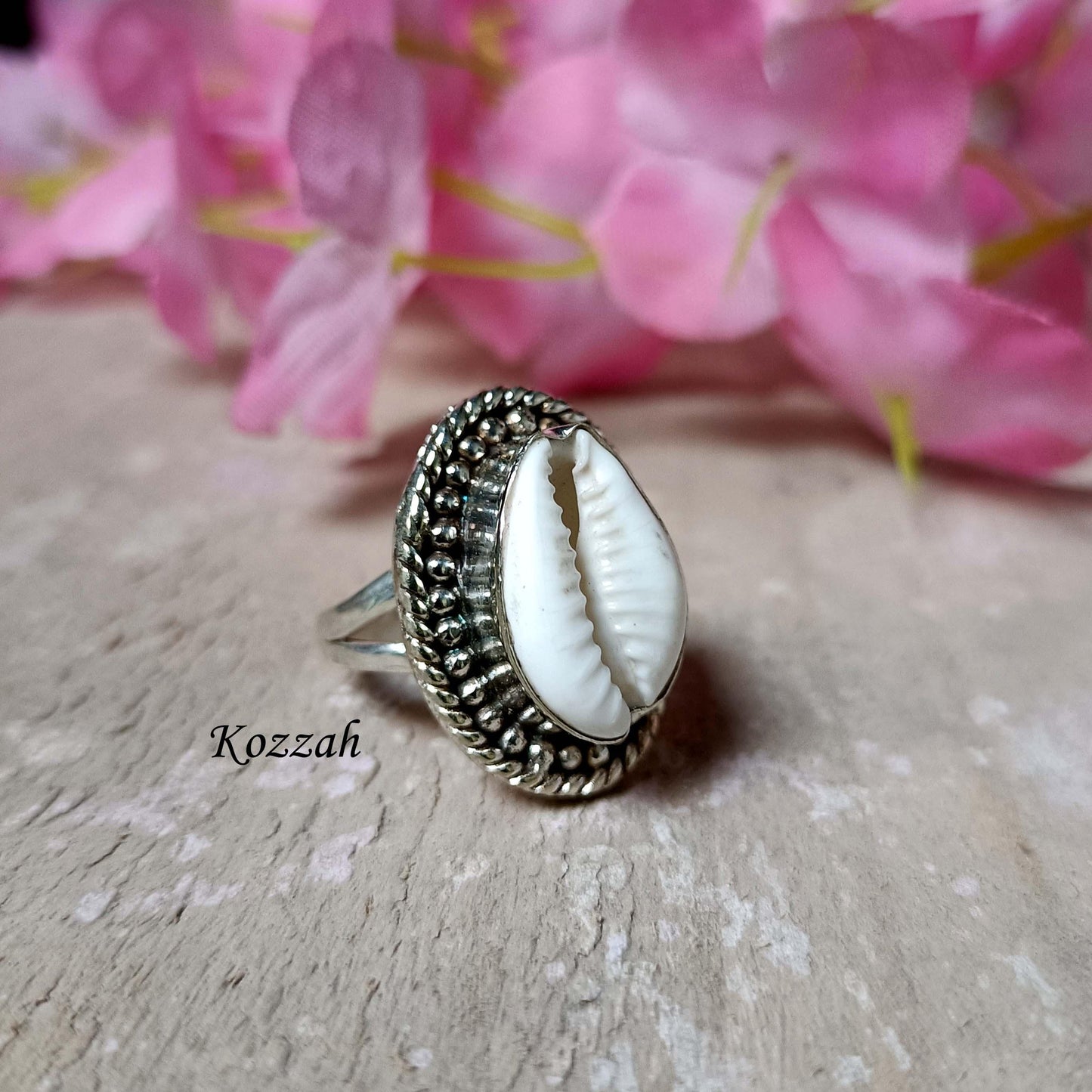 Cowrie Shell Ring, Handmade Ring, Boho Ring, Natural Shell, Designer Ring, 925 Silver Ring, Gift For Her, Statement Ring, Silver Jewelry