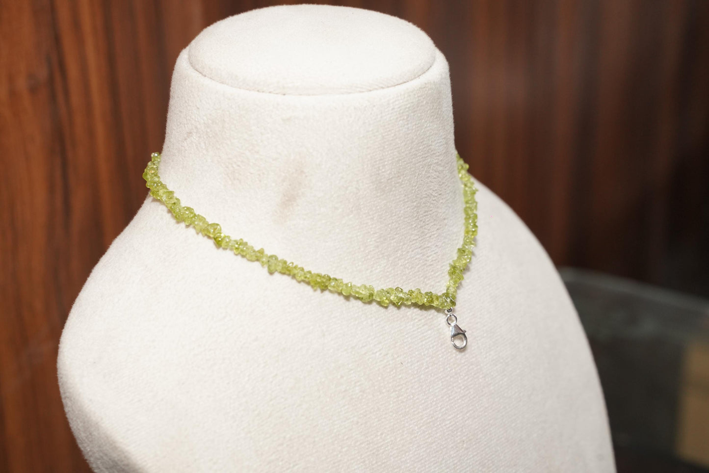 Raw Peridot Chip Necklace - Dainty Minimalist Peridot Choker - August Birthstone Jewelry - Tumbled Gemstone Healing Crystal Necklace | Gifts