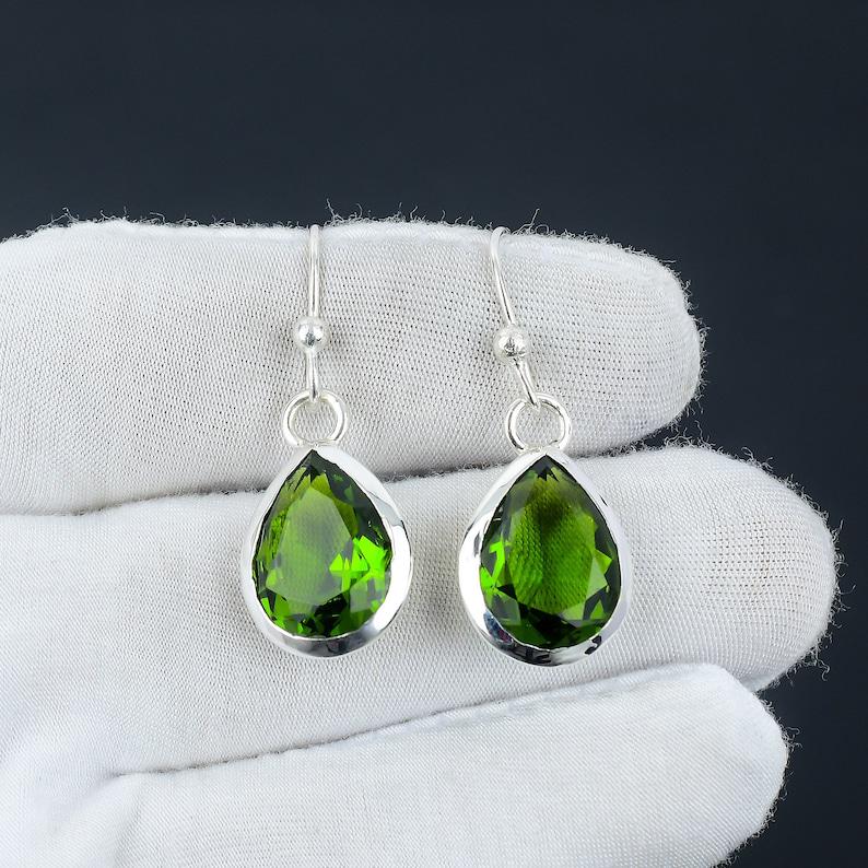 Peridot Earring, 925 Silver Earring, Women Earring, Handmade Earring, Natural Peridot, Gemstone Earring, Peridot Jewelry, Dainty Earring