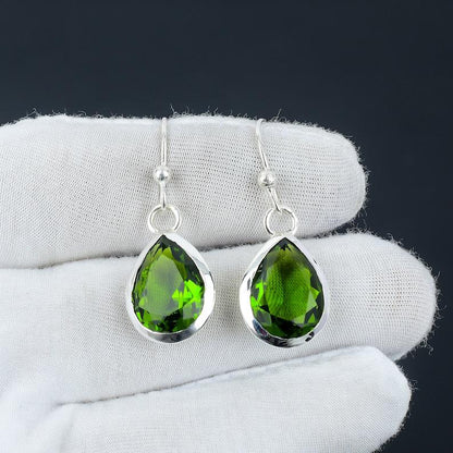 Peridot Earring, 925 Silver Earring, Women Earring, Handmade Earring, Natural Peridot, Gemstone Earring, Peridot Jewelry, Dainty Earring