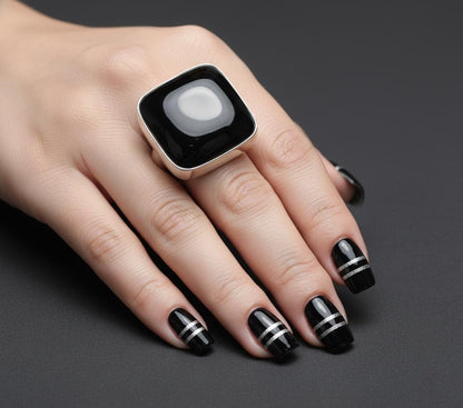 Black Onyx Ring, Gemstone Ring, 925 Silver Ring, Natural Onyx, Handmade Ring, Women Ring, Onyx Jewelry, Statement Ring, Bohemian Ring