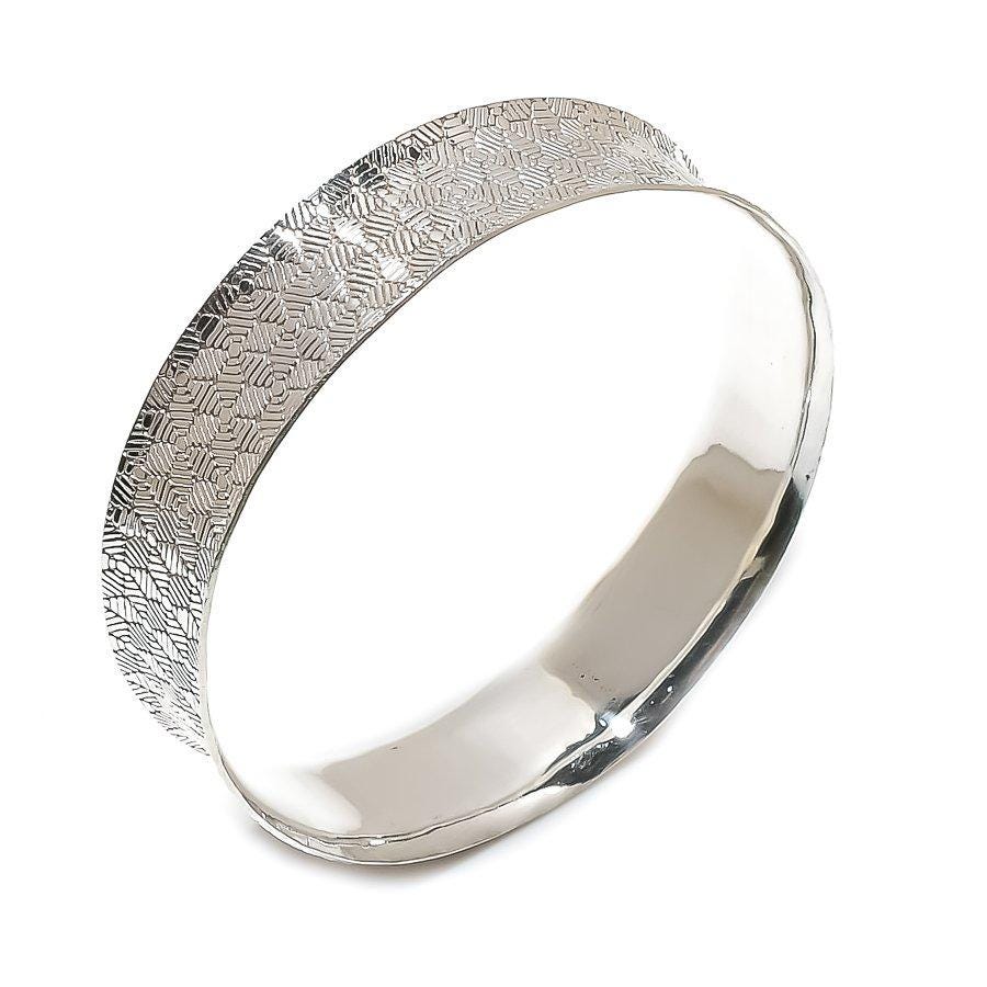 Cuff Bangle, Handmade Bangle, Silver Bangle, Geometric Silver, Women Bracelets, Adjustable Bracelets, Birthday Gift, Textured bracelet, Gift