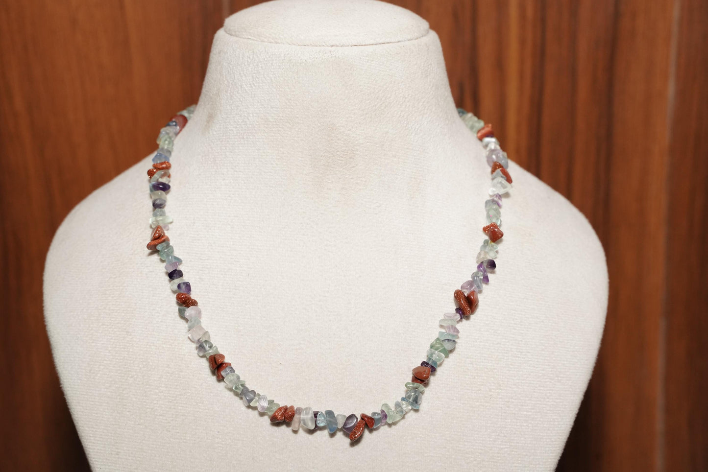 Multi Stone Necklace – Fluorite, Carnelian & Sunstone Pendant | Gold Plated Sterling Silver Necklace | Unique Healing Crystal Jewelry Gift