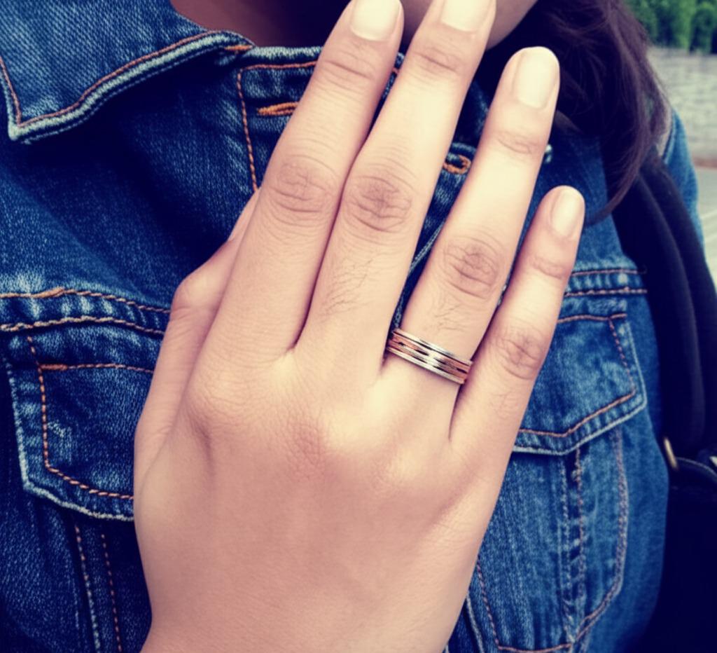 Spinner Ring, Solid 925 Sterling Silver, Ring For Gift Idea A unique and Stylish Silver Ring Wave Design Gold-Plated Bohemian Ring, Gift him