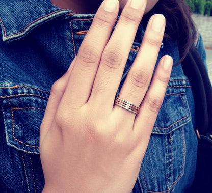 Spinner Ring, Solid 925 Sterling Silver, Ring For Gift Idea A unique and Stylish Silver Ring Wave Design Gold-Plated Bohemian Ring, Gift him