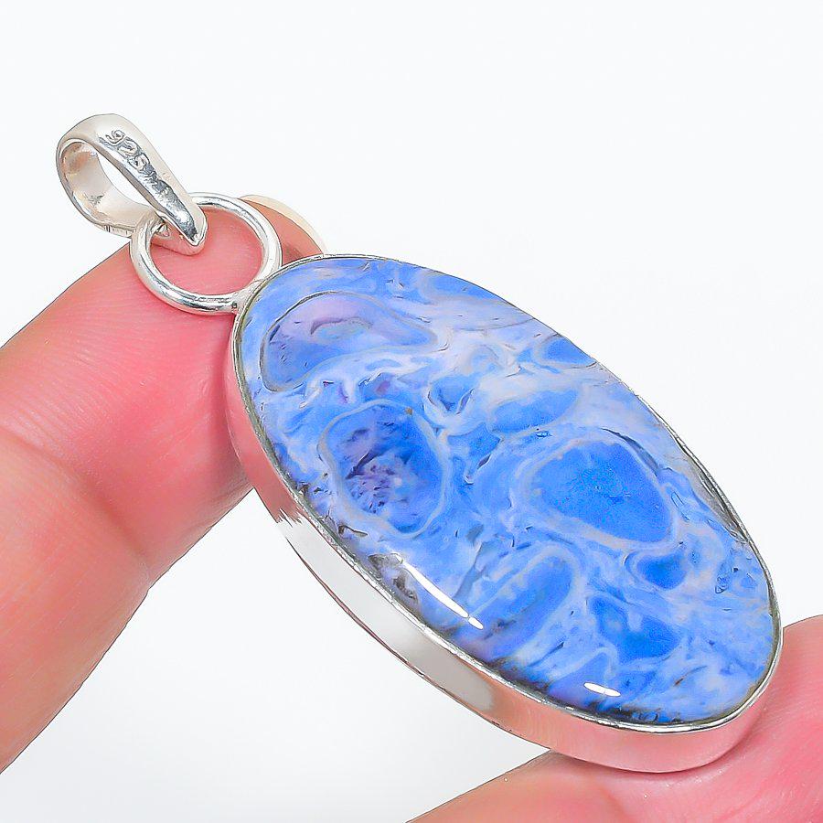 Serenity Blue Agate Pendant | Women pendent, Silver Pendant, Women Pendant, Natural Agate, Dainty Pendant, Agate Jewelry, Boho Pendant, Gift