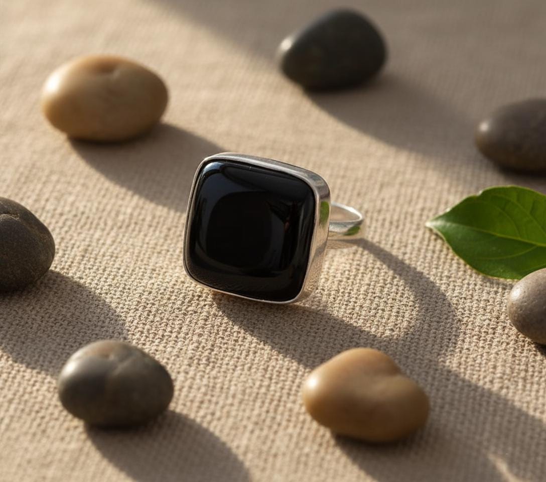 Black Onyx Ring, Gemstone Ring, 925 Silver Ring, Natural Onyx, Handmade Ring, Women Ring, Onyx Jewelry, Statement Ring, Bohemian Ring