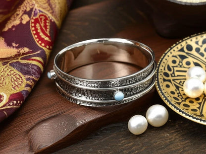 Larimar Bangle, Spinner Bangle, Handmade Bangle, 925 Silver Bangle, Natural Larimar, Women Bangle, Statement Bangle, Larimar Jewelry