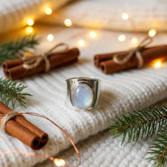 Dainty Moonstone Ring in 925 Silver - Handcrafted Elegance, Statement Jewelry for Her| Natural Moonstone - Christmas gift