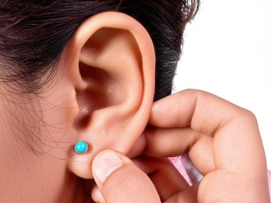 Sterling Silver Turquoise Stud Earrings: Artisan Crafted Gemstone Posts