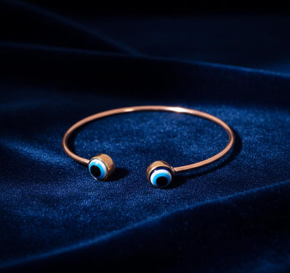 Protective Evil Eye Copper Bangle, Adjustable Bangle, Unisex Bangle, Handmade Bangle, Metal Bangle,  Gemstone Bangle, Gift for him, Gift Her