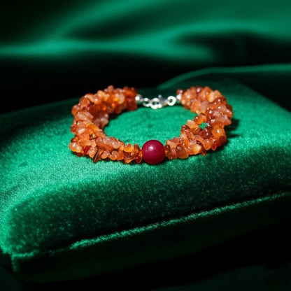 Handmade Coral and Agate Bracelet | Natural Gemstone Jewelry | Red Agate Beaded Bracelet | Healing Stone Bracelet | Gift for Her | Christmas