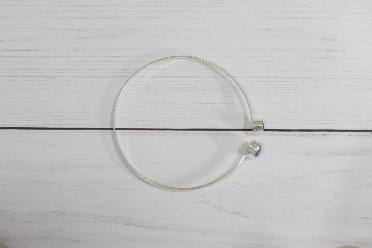 Sterling Silver Bangle |Peridot Bangle |Blue topaz Bangle| 2 stone Bangle | Unique Bangle | Gemstone Bangle |Dainty Bangle | Handmade Bangle