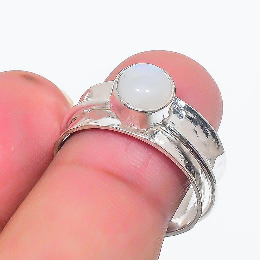 Moonstone Ring, Spinner Ring, Handmade Ring, 925 Silver Ring, Anxiety Ring, Moonstone Jewelry, June Birthstone, Promised Ring, Fidget Ring