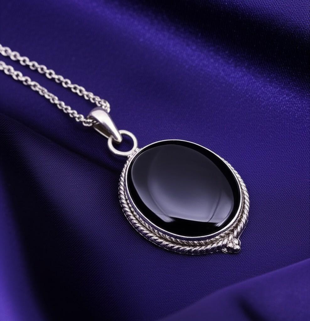 Midnight Onyx Pendant, Classic Black Pendent, Lucky Charm Pendent, Black Pendent, Gift for her, Handmade Pendent, Gemstone Pendent, Gift