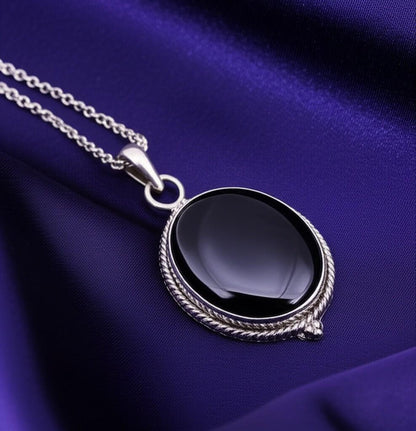 Midnight Onyx Pendant, Classic Black Pendent, Lucky Charm Pendent, Black Pendent, Gift for her, Handmade Pendent, Gemstone Pendent, Gift
