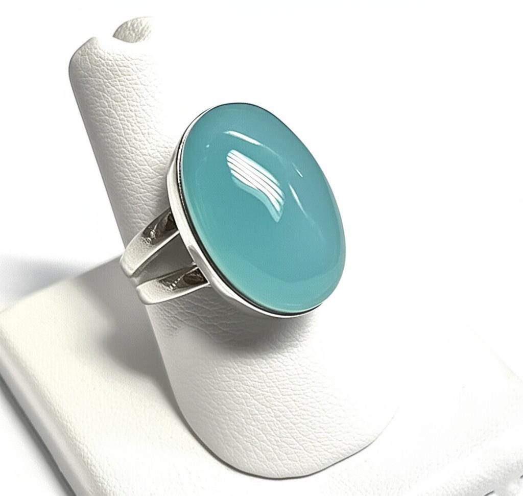 Chalcedony Ring, Women Ring, 925 Silver Ring, Handmade Ring, Gemstone Ring, Chalcedony Jewelry, Bohemian Ring, Natural Chalcedony