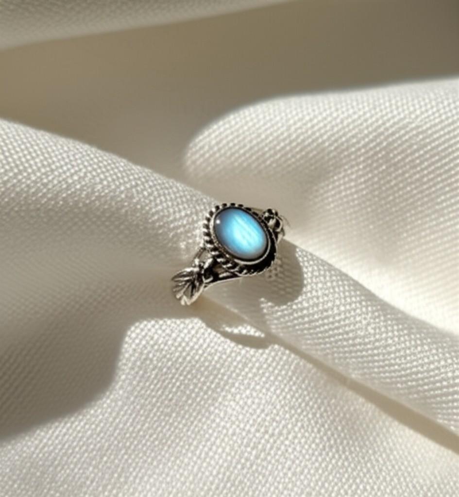 Antique Style Blue topaz Ring, Sterling Silver Topaz Ring, Oval Topaz Filigree Ring, Vintage Inspired Topaz Ring, Gift for Her, White topaz