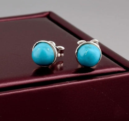 Sterling Silver Turquoise Stud Earrings: Artisan Crafted Gemstone Posts
