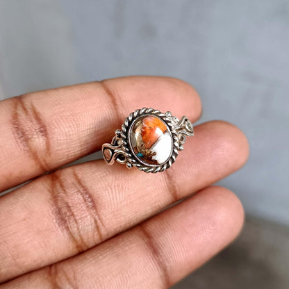 Oyster Copper Turquoise Ring, Women Ring, 925 Silver Ring, Handmade Ring, Natural Oyster, December Birthstone, Gemstone Ring, Dainty Ring