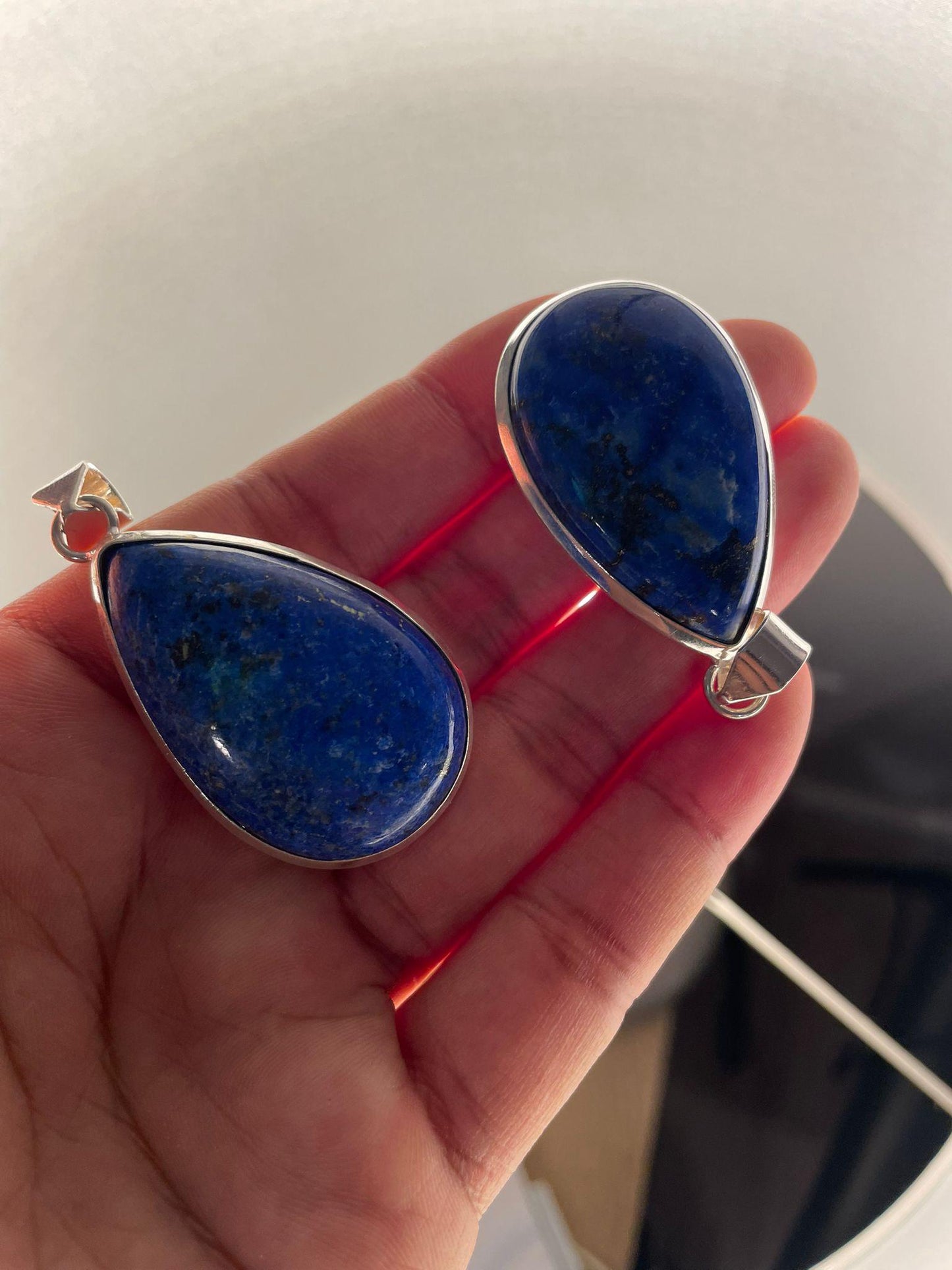 Handmade Teardrop Lapis Lazuli Gemstone Pendant (24x39mm)