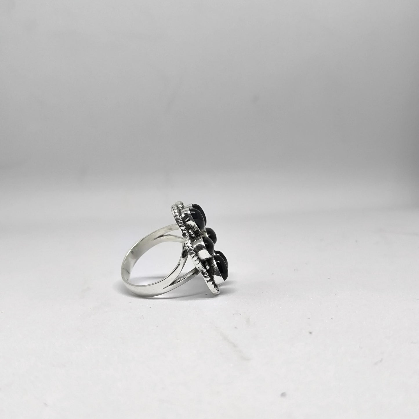 Black Onyx Ring Sterling Silver Women Boho Statement Healing Crystal Jewelry Gift for Her