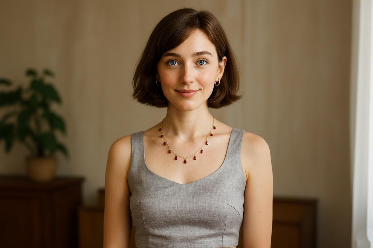 Garnet Drop Necklace Gold Plated | Handmade Gemstone Jewelry | Dainty Red Garnet Necklace | January Birthstone | Christmas Gift | Vintage