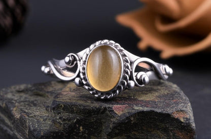 Handmade Smoky Quartz Ring | Sterling Silver Gemstone Ring | Oval Stone Ring | Unique Gift for Her, Smoky Quartz Statement Ring