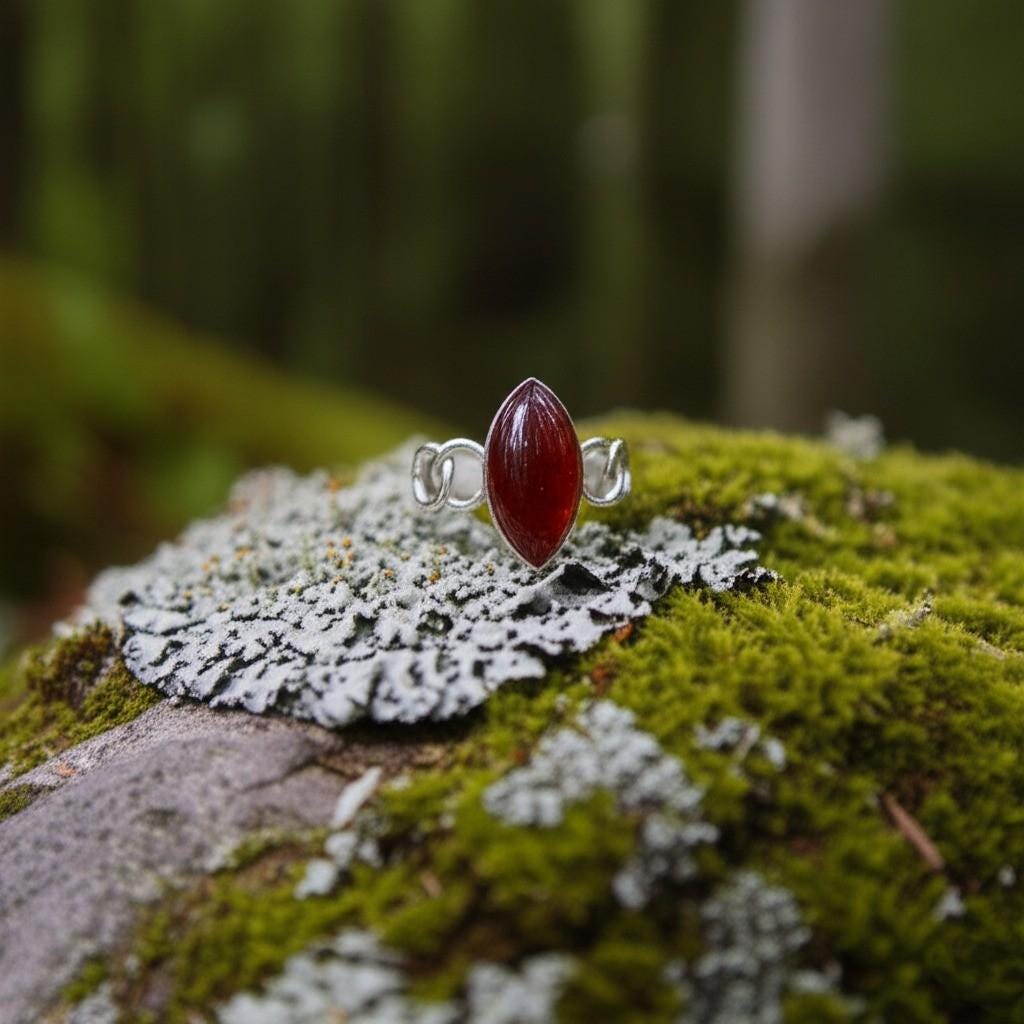 Carnelian Ring | Sterling Silver Marquise Ring | Natural Gemstone Jewelry | Handmade Gift for Her, Artisan Carnelian Ring | Sterling Silver