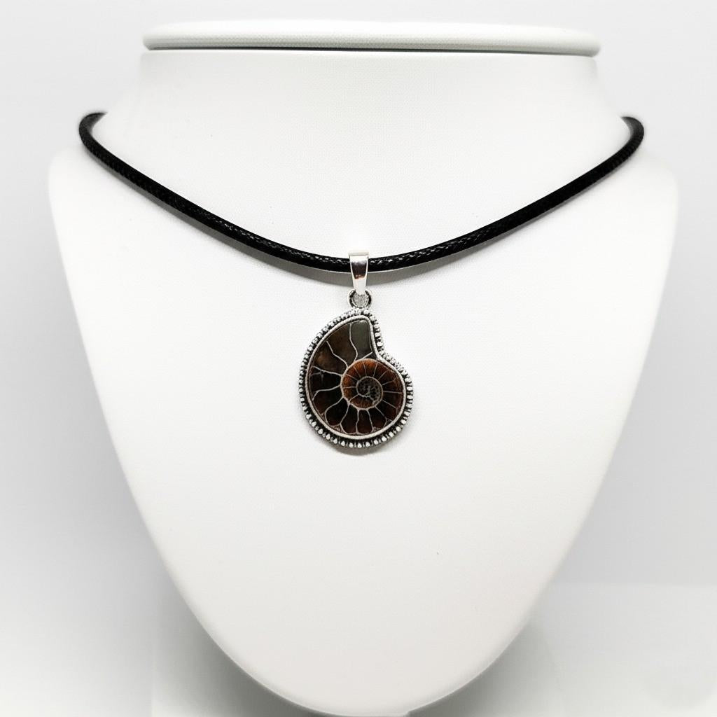 Ammonite Fossil Pendant – Designer Handmade 925 Sterling Silver Pendant, Spiral Pendent, Shell Pendant, Necklace Pendant, Gift for her