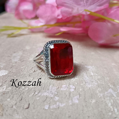 Red Garnet Ring, Handmade Ring, 925 Silver Ring, Statement Ring, Natural Garnet, Designer Ring, Gemstone Ring, Garnet Jewelry, Gift For Love