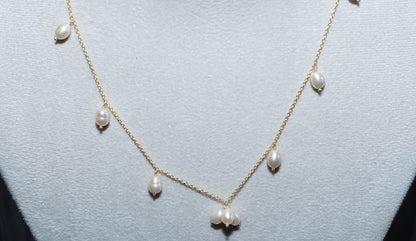 Pink Rice Pearl Necklace, Golden Pearl Necklace, Pearl necklace, Pink Pearl Necklace for women, Stone Necklace, Minimalist Necklace, Gift