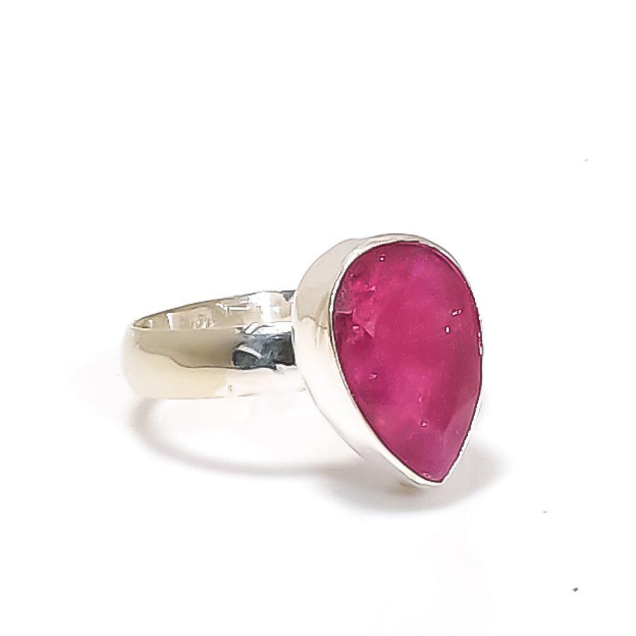 Radiant Ruby Pear Ring. Ruby Ring. Ring with a Ruby. Rings for women Ruby. Ruby in Ring. Heart Shaped Ring. Handmade Ring. Red Stone Ring