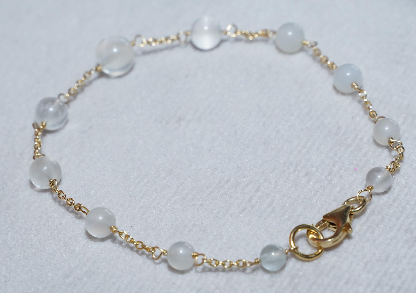 Moonstone Bracelet Gold Plated Sterling Silver | Handmade Gemstone Jewelry | Dainty Chain Bracelet Gift for Women