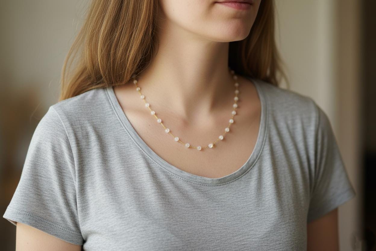 Moonstone Pearl Necklace | Gold-Plated Necklace | Handmade Jewelry | Moonstone Necklace | Gift for Her | Moonstone Jewelry | Christmas Gift