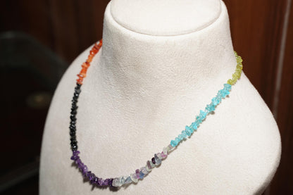 Rainbow Gemstone Necklace – Amethyst, Lapis Lazuli, Aquamarine, Aventurine & Citrine – Colorful Healing Crystal Jewelry, Gift for Her