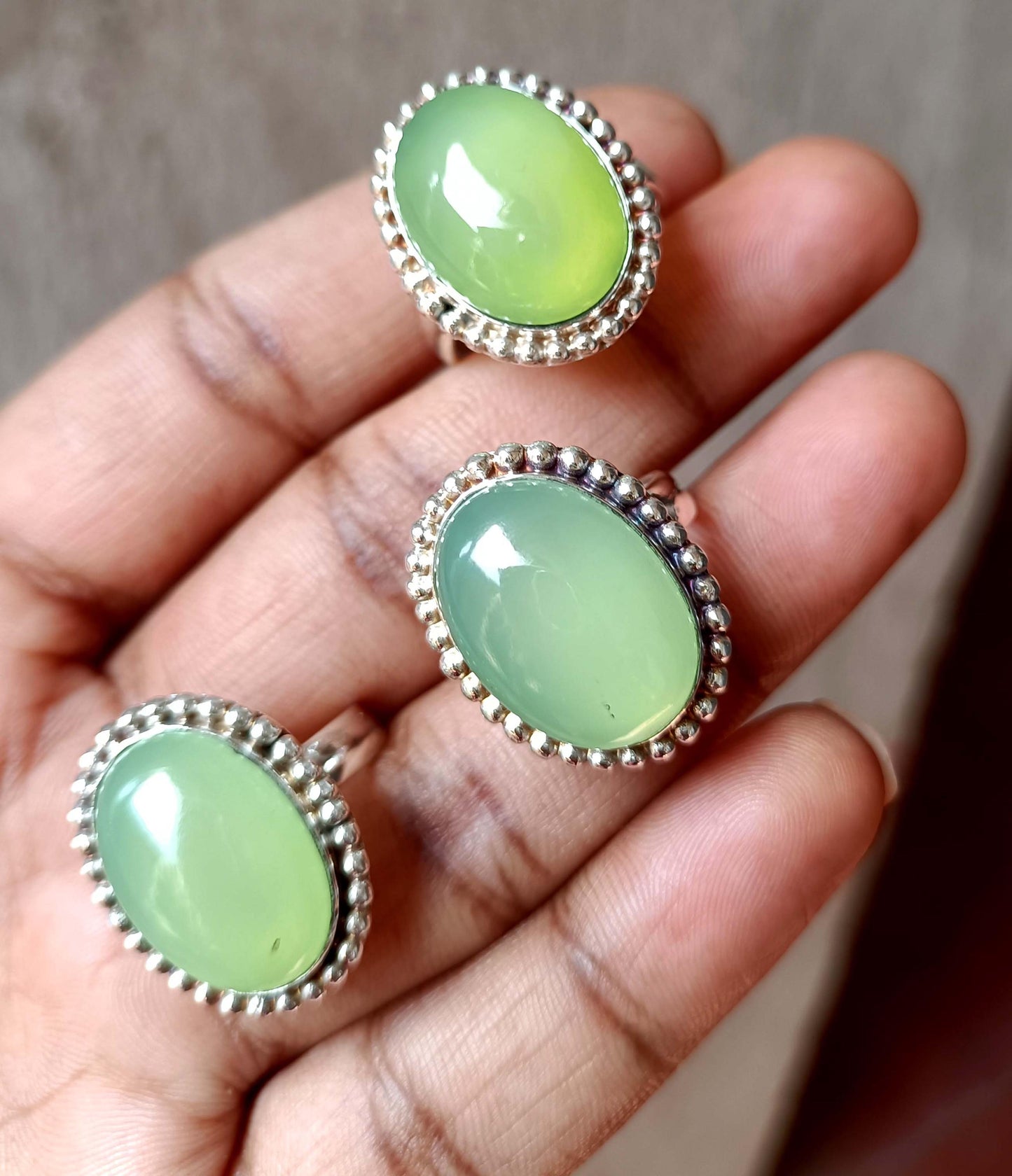 Prehnite Ring, Handmade Ring, Dainty Ring, Gemstone Ring, Natural Prehnite, Statement Ring, Bohemian Ring, Oval Green Gemstone Ring, Gift