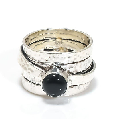 Midnight Hammered Ring, Black Onyx Ring, Handmade Ring, Women Ring, 925 Silver Ring, Gemstone Ring, Dainty Ring, Onyx Jewelry, Gift For Her